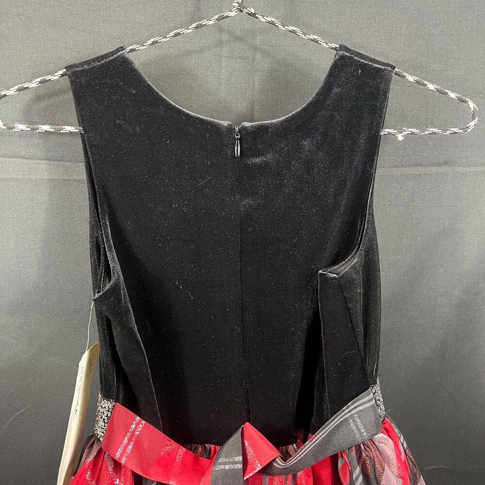 Girls size 12 Velvet Plaid Holiday Dress Red Black Party - Picture 6 of 7